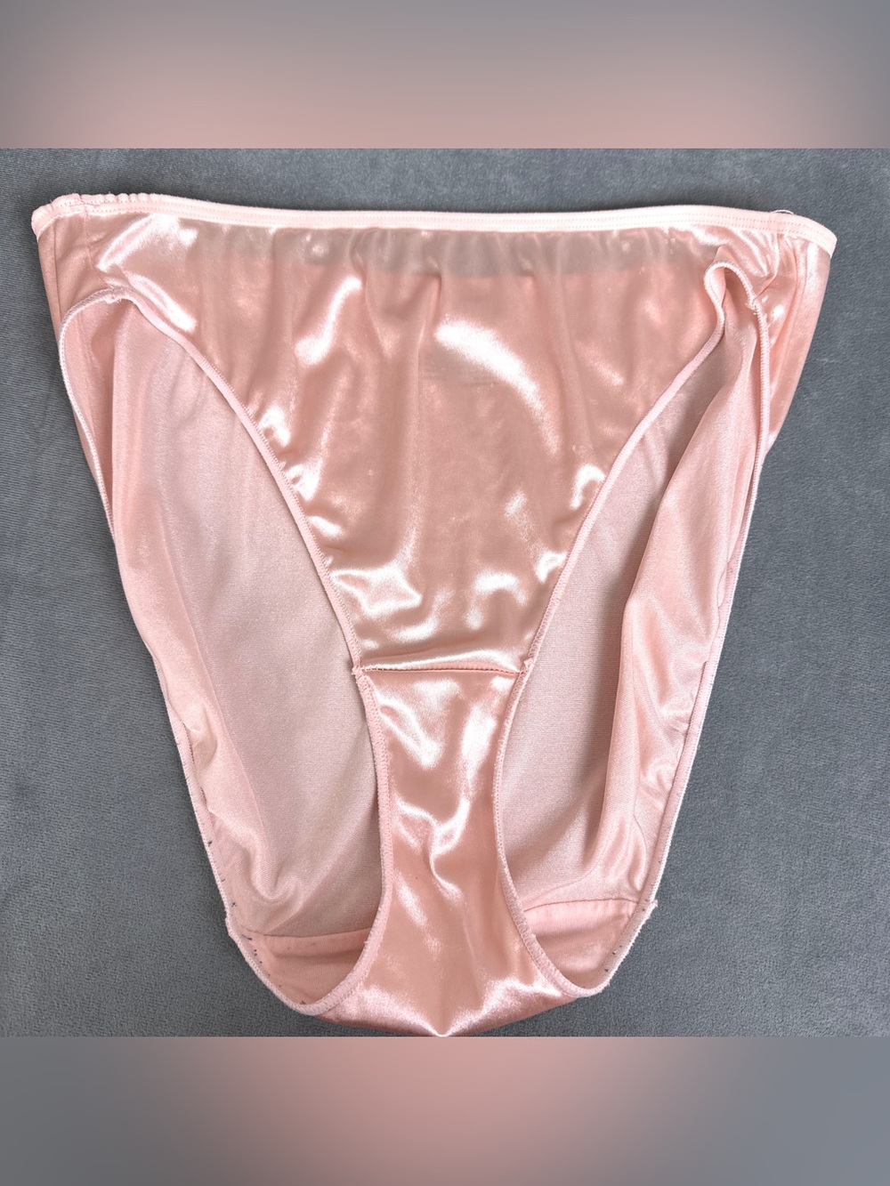 Vintage Hanes Stretch Satin Hi Cut Panties Size 9 Light Pink Glossy Silky Panty